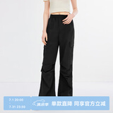 乐町防晒工装休闲裤宽松直筒裤百搭户外运动阔腿裤子 黑色（现货） S