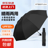 手动折叠雨伞男女晴雨伞防晒两用遮太阳伞加固防风黑胶银胶三折伞 8骨纯色手动伞（颜色随机）