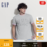 Gap【热卖爆款】男装夏撞色logo圆领短袖T恤纯棉上衣544465 灰色 185/104A(XXL) 亚洲尺码