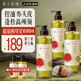 髮の食谱发之食谱无花果去屑洗发水控油洗发护发蓬松套装530ml*3+50ml+50g