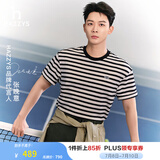 哈吉斯（HAZZYS）男装 25夏季新款【张晚意明星同款】PHIZ纯棉上衣条纹短袖T恤男 藏青色NV L （175/96A 48） 宽松版