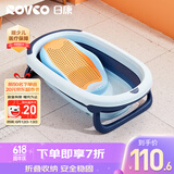 日康（rikang）浴盆 婴儿洗澡盆宝宝折叠浴盆  带软胶浴床 X1025-5深海蓝
