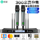 索爱（soaiy）无线麦克风防啸叫远距离300米一拖二真分集话筒舞台演出婚庆KTV 双手持系列SA-WK20（E）