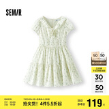 森马（Semir）连衣裙女荷叶边V领温柔少女感2025夏季碎花裙小清新109325114010