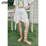 妖精的口袋【嘻嘻不嘻嘻】波嬉风白色连衣裙女25年夏季新款t恤半身裙套装裙 幻想白色（半裙） L