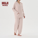 无印良品（MUJI）女式 发热毛毛纱家居连帽开衫 女士睡衣上衣单件家居服秋冬季保暖 烟熏粉色 S-M (160/84A)