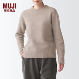 无印良品 MUJI 女式 含牦牛绒骆驼绒圆领毛衣 长袖针织衫秋 冬季 深咖啡色 M -L(165/88A)