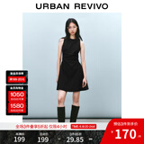 UR2025春季新款女摩登气质褶皱收腰显瘦无袖连衣裙UYY750030 黑色 M