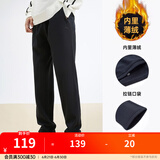 安踏（ANTA）加绒男裤休闲运动裤春季卫裤男保暖口袋简约跑步运动长裤子 拉链口袋平口-基础黑5N-1 L