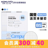 【全网低价】国誉(KOKUYO)B5活页纸Campus活页本替芯考研笔记本子内页 5mm方格 50张/本 4本 WCN-CLL1514N