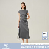 范思蓝恩范思蓝恩时尚针织T恤裙女2024夏季新款针织无袖背心裙包袖12883 灰咖色 XS