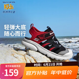 Skechers斯凯奇儿童包头凉鞋男童鞋夏季轻质防滑女大童大头沙滩鞋302969L 黑色/红色/BKRD 32