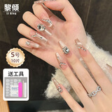 黎倾纯手工美甲穿戴甲贴片假指甲中长款温柔显白带果冻胶可拆卸工具