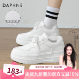 达芙妮官方小白鞋女2025年春秋爆款女鞋透气百搭运动休闲女鞋厚底板鞋女 白色【四季款 跟高5.5cm】 37