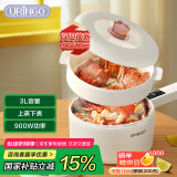 七彩叮当(URINGO)电煮锅【国家补贴】多功能锅小电锅宿舍小锅电火锅一人食大容量电煮锅3升配蒸笼SD04Z