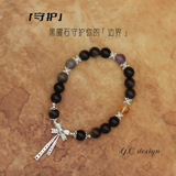 黑曜石手串手链生日礼物手镯链锁匙守护转运珠礼物时尚饰品 约16CM
