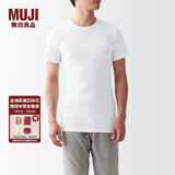 无印良品（MUJI）男式 无侧缝天竺编织圆领T恤 2件装 FA00CC3S 短袖打底衫 白色 M