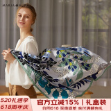 玛丽亚·古琦（MARJA KURKI）丝巾真丝女大方巾妈妈礼盒装 高档桑蚕丝围巾丝绸礼物 希望与梦想 绿灰色
