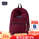 JANSPORT杰斯伯双肩包女男复刻暮光学生电脑包旅行背包书包 4QVA04S深紫酒红-侧袋+隔层