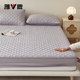 雅鹿床笠单件床罩1.8x2米加厚席梦思夹棉床单床垫套防尘罩防滑保护套 升级款-几何-浅灰【加厚】 180*200cm【单床笠】