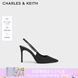 CHARLES&KEITH质感链条尖头高跟凉鞋子女鞋生日礼物女送女友CK1-60280377 Black黑色 38 (245)