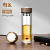 明霞玻璃杯双层大容量水杯便携车载男女泡茶杯子MXCGG3603-ST450