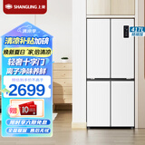 上菱417升十字对开门冰箱 变频节能 一级能效 风冷无霜 离子净味养鲜  大容量四开门家用电冰箱 BQE417PWL（岩白）