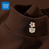 真维斯（JEANSWEST）德绒打底衫女装秋冬季长袖t恤上衣服加绒保暖加厚内搭半高领秋衣 咖啡 小毛绒花口袋_K_左领角 M