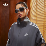 adidas情侣款复古风梭织立领夹克外套男女阿迪达斯官方三叶草 深灰 M