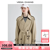 VEGA CHANG风衣外套女2025年春秋新款中长款高级感纯色大衣 摩卡棕 S
