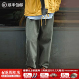马登工装美式复古Easypants卡其休闲裤军绿色宽松直筒束脚长裤子男夏 灰绿色 L （145-160斤）