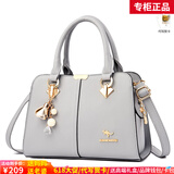 雪爱袋鼠（XUEAIDAISHU）高档女士包包情人节礼物送老婆2025新款真皮中年时尚百搭手提包 灰色【礼盒+礼袋+手包卡包】
