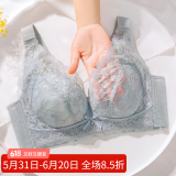 纤诗柔内衣女大胸显小超薄无海绵上托调整型收副乳透气胸罩无钢圈文胸夏 1988#灰蓝色 90C