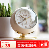汉时（Hense）创意时尚小闹钟学生专用起床神器儿童床头闹表桌面时钟HA08米白