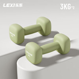 乐系（lexi）实心铸铁哑铃彩色浸塑磨砂小哑铃男女家用健身肌肉塑形 绿色3kg*2