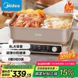美的（Midea）超薄速沸电火锅 鸳鸯锅 火锅专用锅5分钟分区速沸8L分体式多功能锅电煮锅火锅锅HGS352866