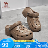 骆驼（CAMEL）洞洞鞋女时尚DIY鞋花休闲凉鞋显高凉拖鞋 L25M071023 卡其 40-41