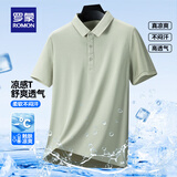 罗蒙凉感冰丝短袖t恤衫男士中青年夏季休闲工作翻领POLO速干定制上衣 淡绿 【单件装】 2XL (185) （适合155-175斤）