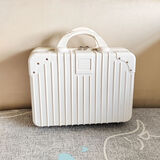 袋鼠迷你手提箱14英寸化妆箱礼品伴手礼箱子行李箱收纳箱旅行手提箱 复古化妆包-白色
