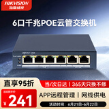 HIKVISION海康威视6口千兆poe交换机网管交换机监控专用网络分线器 APP远程管理3E1506SP-35W-E