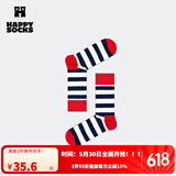 Happy Socks春夏款袜子女男袜多巴胺户外运动波点黑色棉袜中筒袜 白色条纹 1双 M 36-40