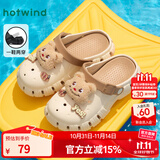 热风洞洞鞋女款2025年夏季新款卡通小熊可爱包头拖户外两穿女士凉拖 03米色 一鞋两穿 39-40 L(39-40)