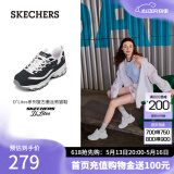 斯凯奇（Skechers）女鞋春季小白鞋蕾丝休闲运动熊猫鞋黑色增高厚底老爹鞋11959 深海军蓝色/白色/NVW 36