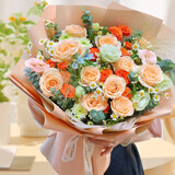 来一客鲜花速递99朵红玫瑰花束生日礼物表白送女友全国同城配送 11朵香槟玫瑰花束