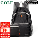 高尔夫（GOLF）可折叠双肩包防泼水男女大容量14英寸学生电脑书包便携户外背包男 黑色