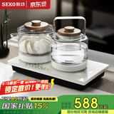 新功（SEKO） 底部全自动上水电热水壶茶台烧水壶电茶壶玻璃煮水电茶炉 W6 0.8L