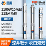 臣源深井潜水泵不锈钢深井泵220V高扬程大流量家用小型井水螺杆抽水泵 螺杆115米扬程 1100W （15米线）