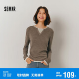 森马（Semir）森马毛衣女短款假两件含羊毛针织衫24冬新款保暖内搭109724107015