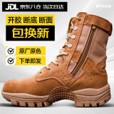 梦多福新式作战靴男棕色战术作训鞋超轻真皮侧拉链耐磨作战鞋 棕色新式作战靴【超纤皮】 43