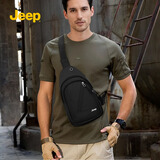 吉普斜挎包男大容量单肩包多功能胸包休闲运动背包潮流腰包通勤挎包 黑色